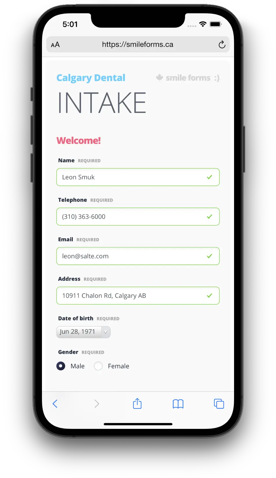 Smile Forms on iPhone