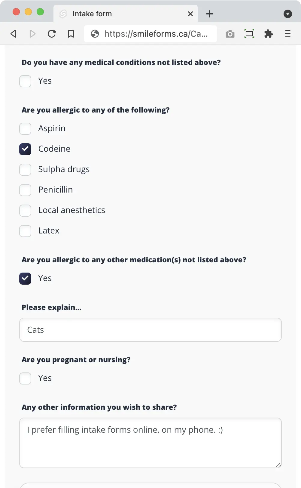 Smile Forms Screenshot: Smile forms help your clinic treat more patients safely and with the utmost confidentiality.